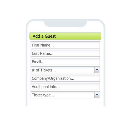 the guest list form for creating a contact