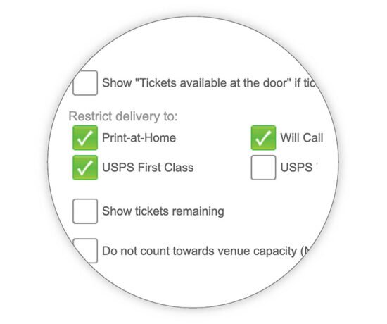 delivery types for tickets