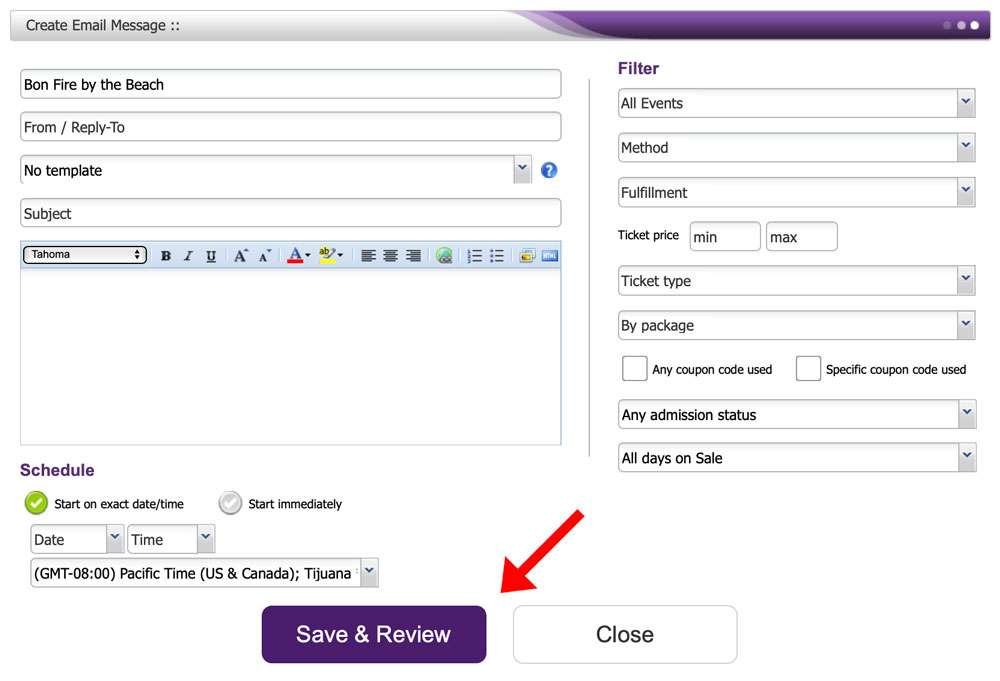 This shows the button to review and save your email. 