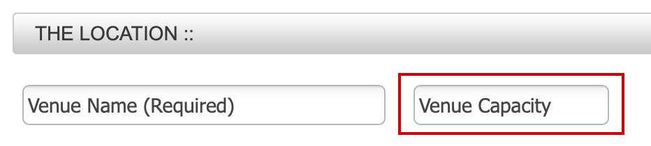 This shows where users can set their venue capacity for an event.