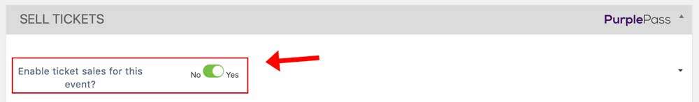 This shows users how to turn off ticketing for an event.
