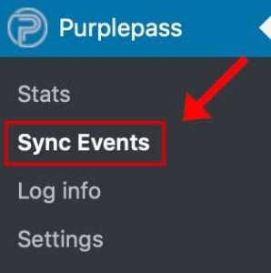 This shows users where to go to sync events on WordPress.
