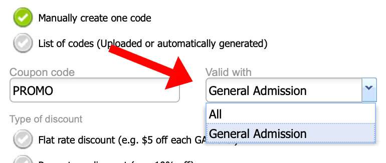 This box is where you set what coupon codes are valid.