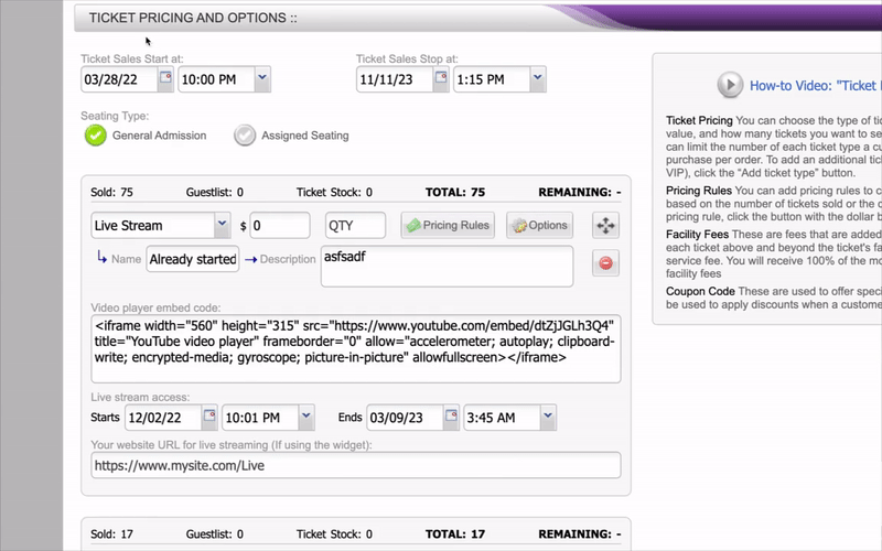 Assigned seating option gif