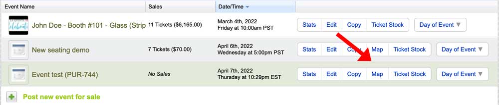 Selecting map in your promoter dashboard for my events