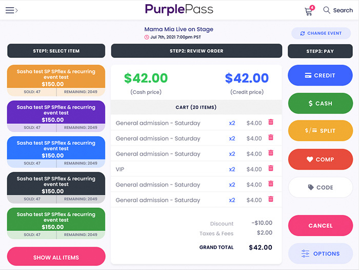 Box office selling mode using Purplepass